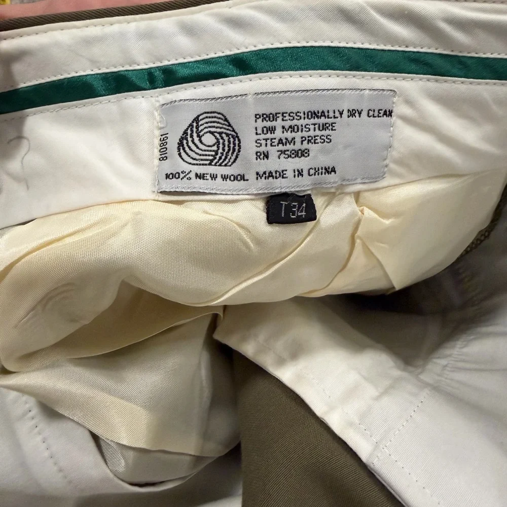 Vintage 100% Wool Dress Pants T34 – Pleated Front, Classic Fit, New With Tags - Picture 2 of 4